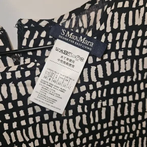 Max Mara A-Line Printed Midi Length Dress Black - Picture 2 of 8